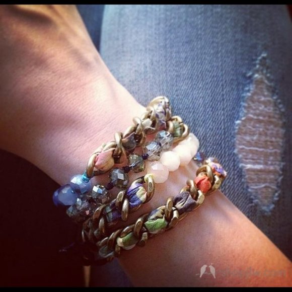 Chloe + Isabel RARE Liberty of London Rochester Fabric Multi Wrap Bracelet - Picture 3 of 4